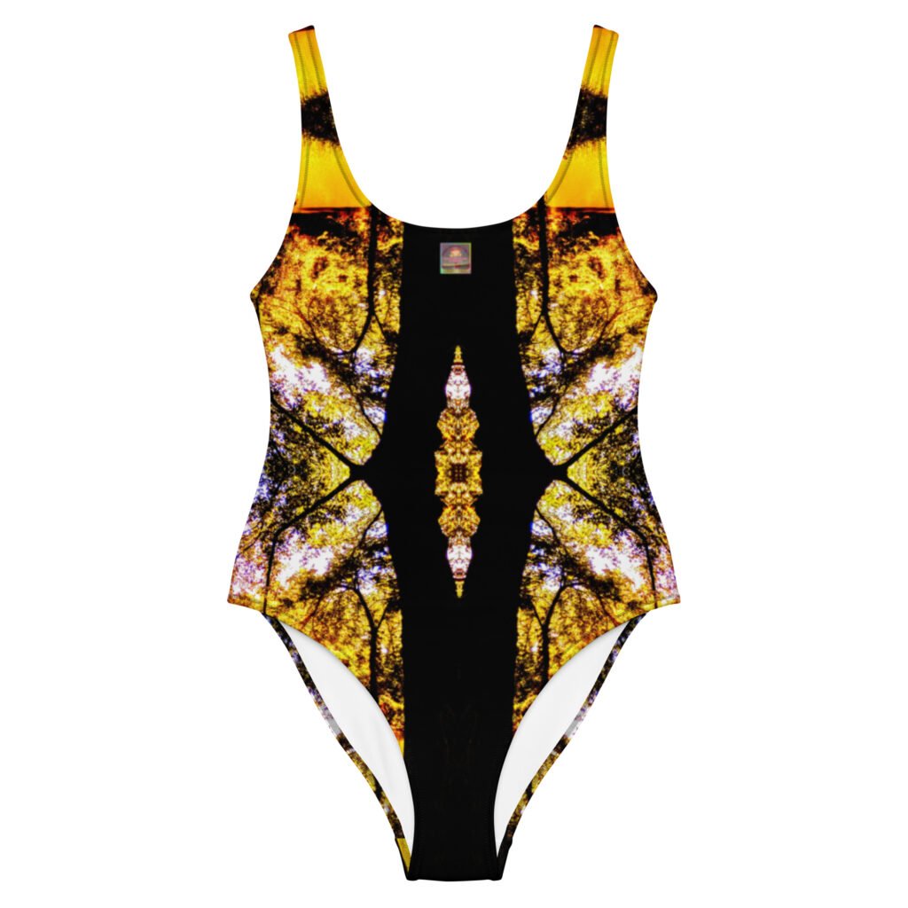Gold Hanging Tree Limbs One-Piece Swimsuit