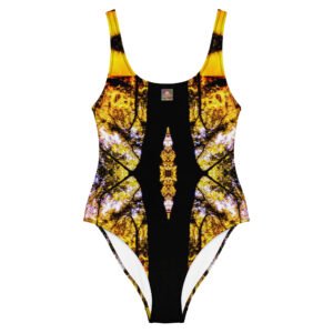 Gold Hanging Tree Limbs One-Piece Swimsuit