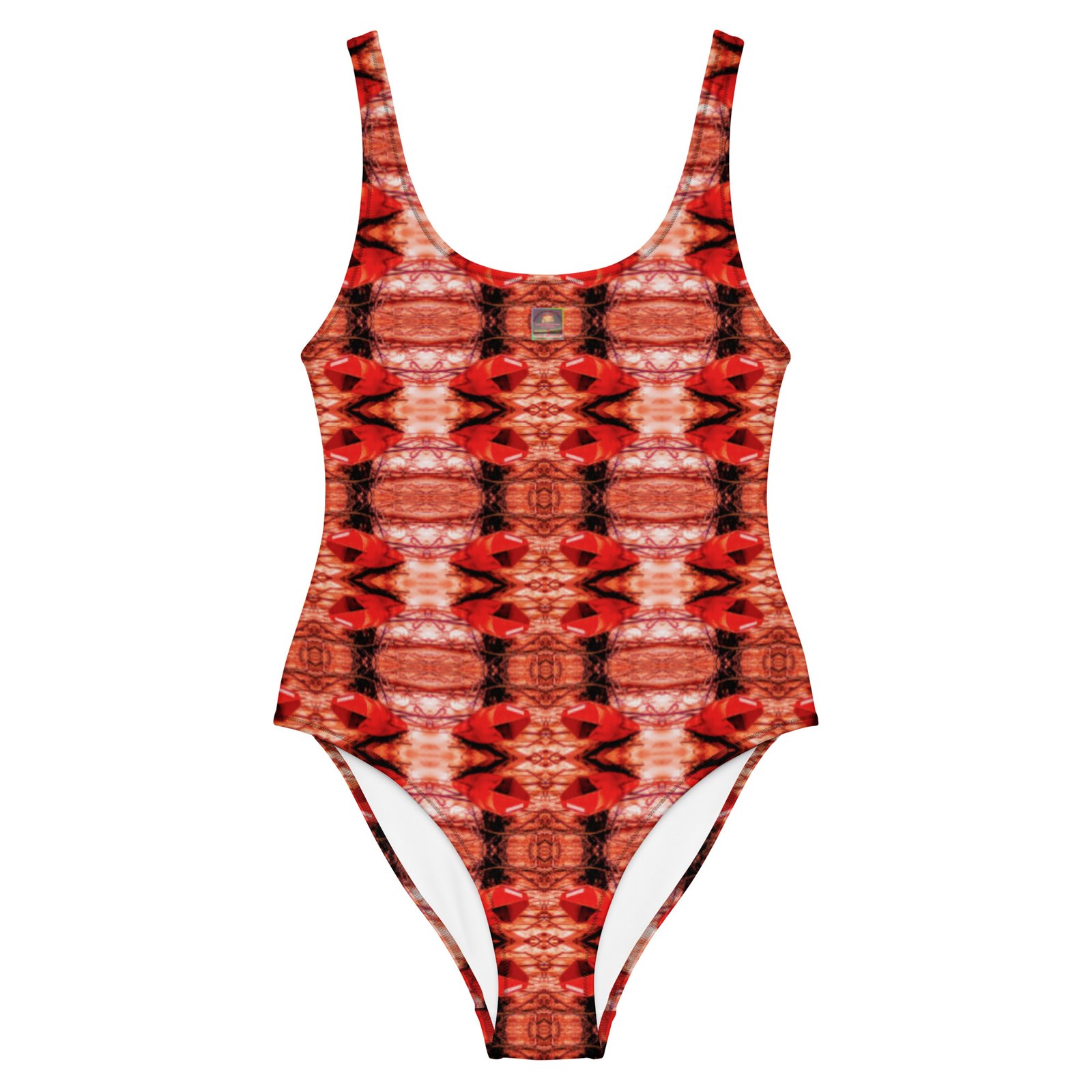 Red Bouie Mini-Mirrored One-Piece Swimsuit