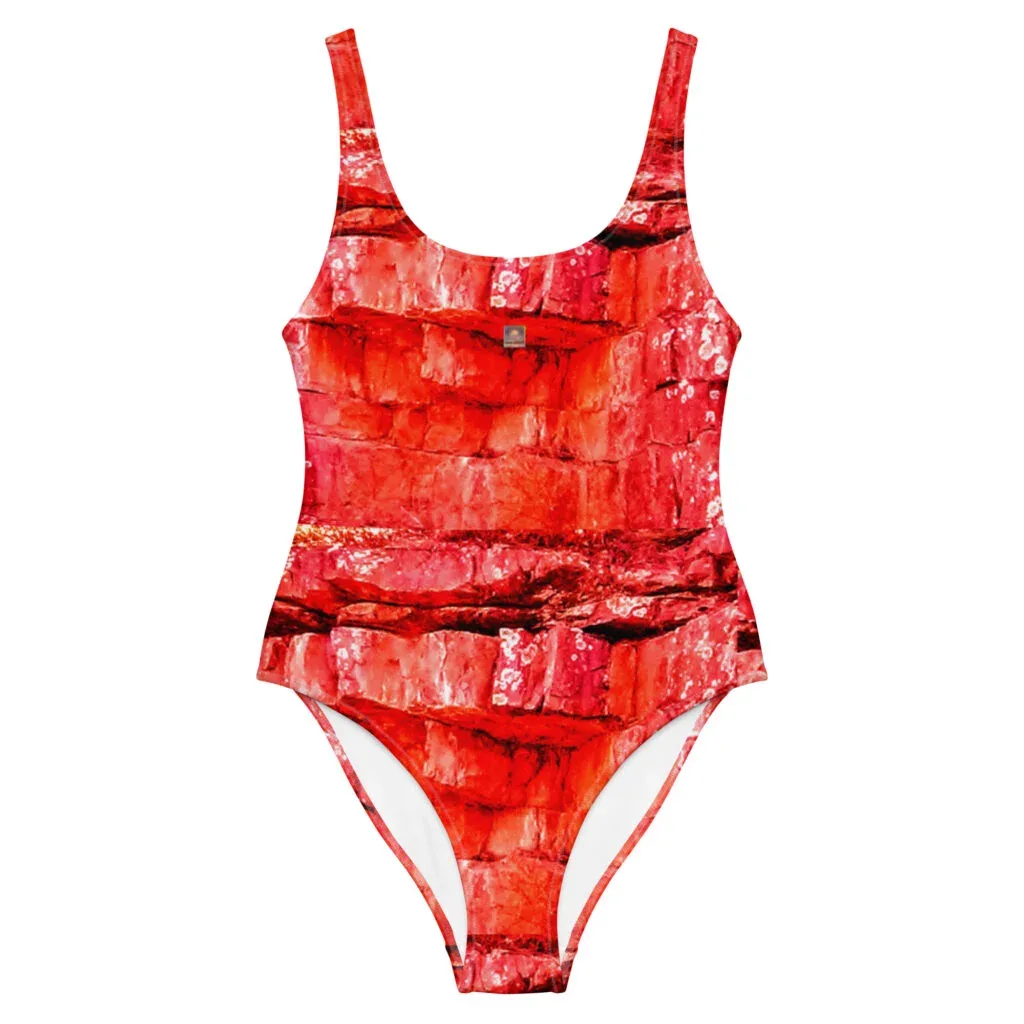 Mayan Red Ancient Rocks One-Piece Swimsuit (Series 1)