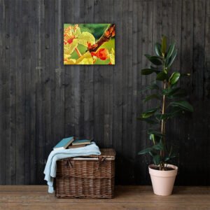 Beautiful Arkansas Cherry Blossoms Close Up Limb Green Canvas Wall Print
