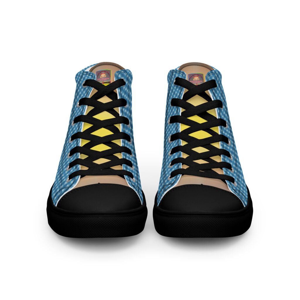 "Natty Kicks" Men’s High Top Canvas Shoes Ocean Blue Mirror Print