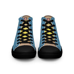 "Natty Kicks" Men’s High Top Canvas Shoes Ocean Blue Mirror Print