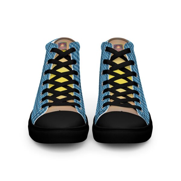 "Natty Kicks" Men’s High Top Canvas Shoes Ocean Blue Mirror Print