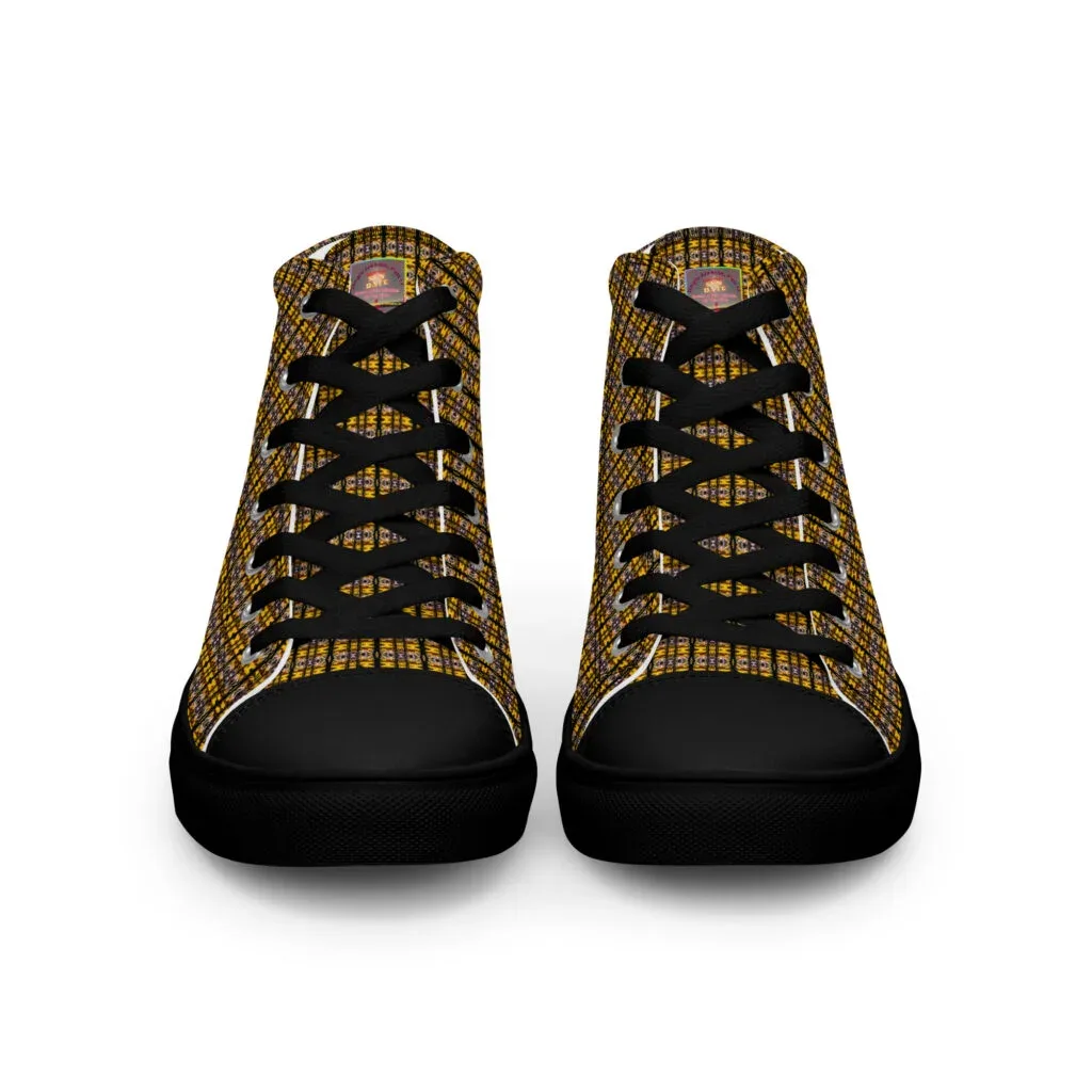 "Natty Kicks" Men’s High Top Canvas Shoes Gold Hanging Tree Limbs Pattern