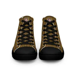 "Natty Kicks" Men’s High Top Canvas Shoes Gold Hanging Tree Limbs Pattern