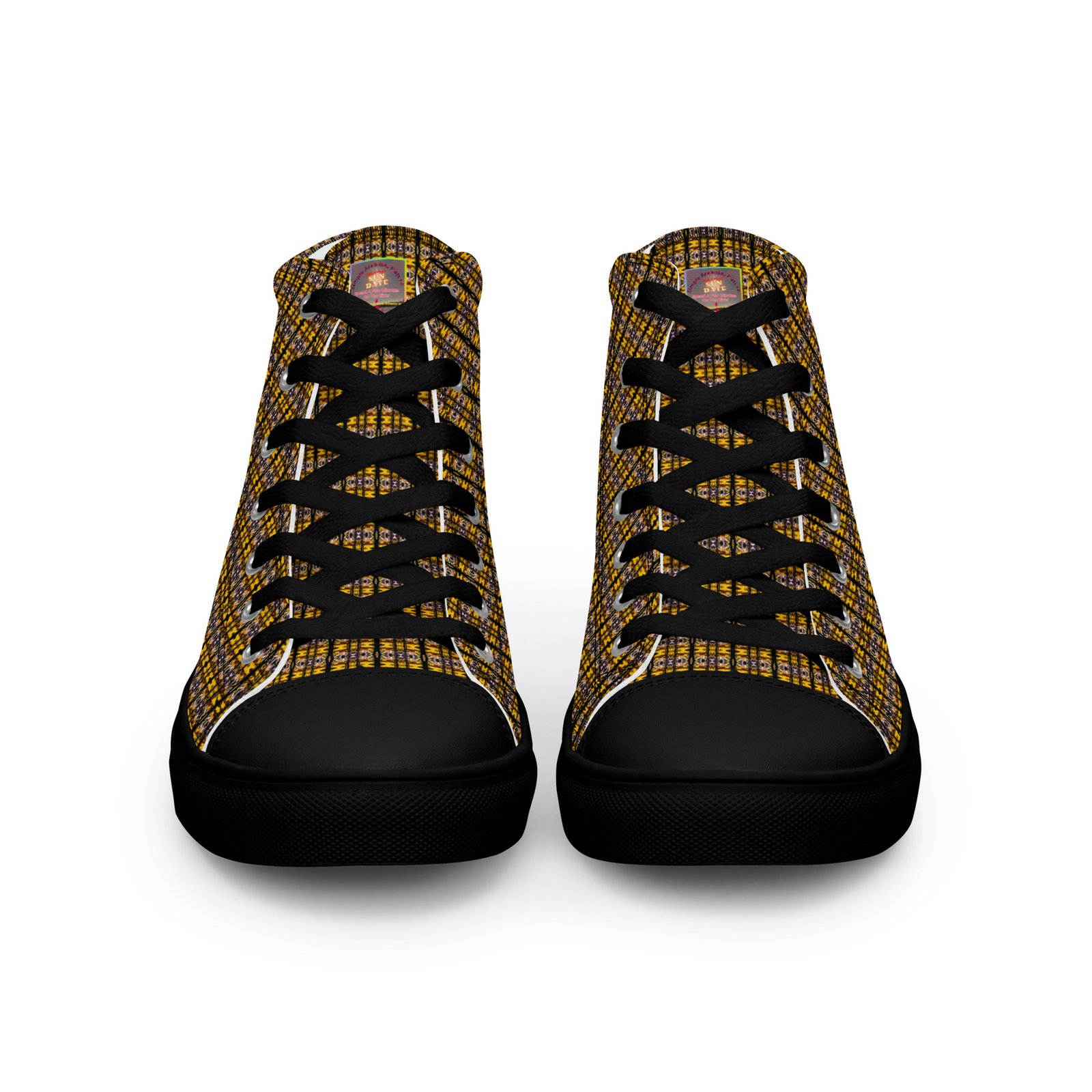 "Natty Kicks" Men’s High Top Canvas Shoes Gold Hanging Tree Limbs Pattern