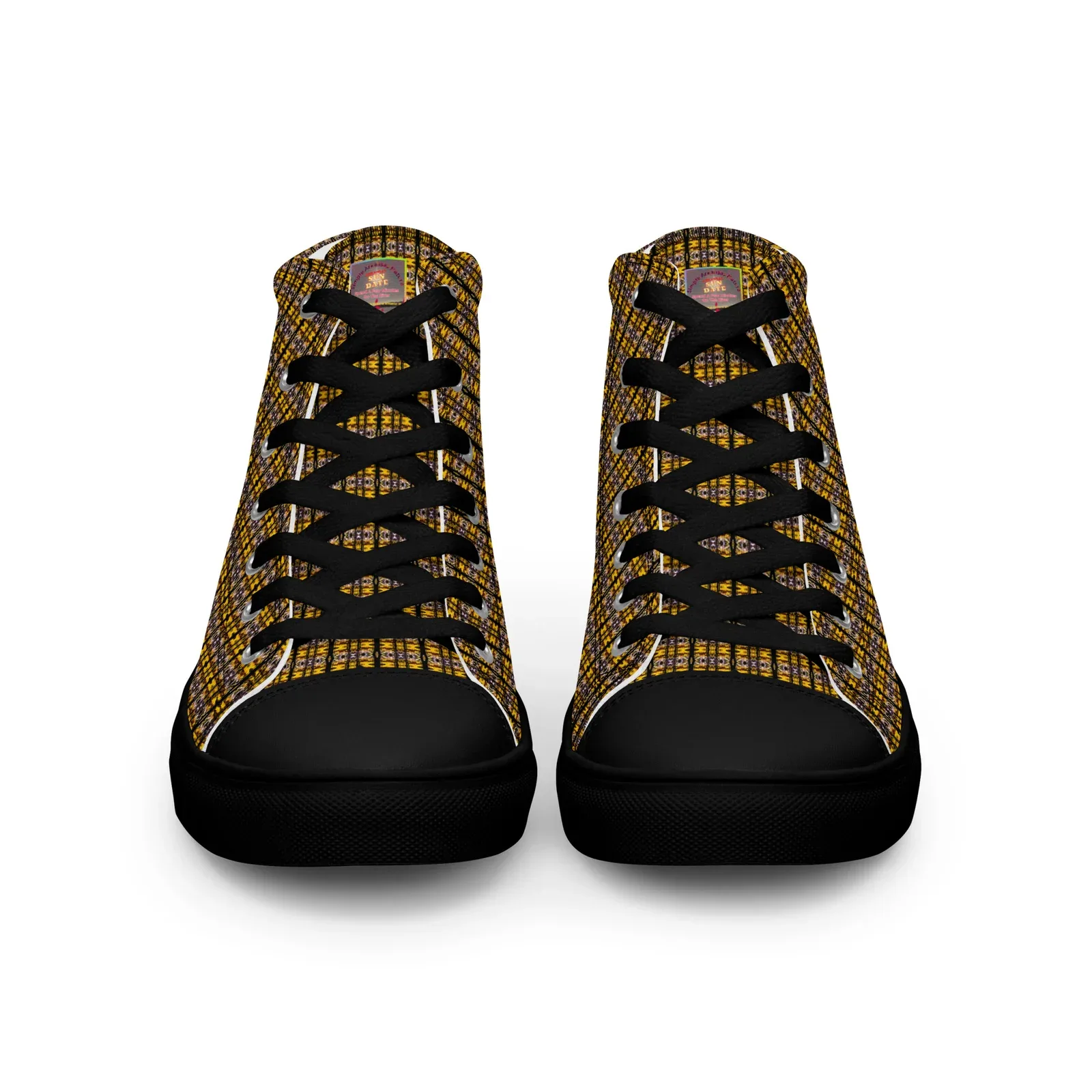 "Natty Kicks" Men’s High Top Canvas Shoes Gold Hanging Tree Limbs Pattern