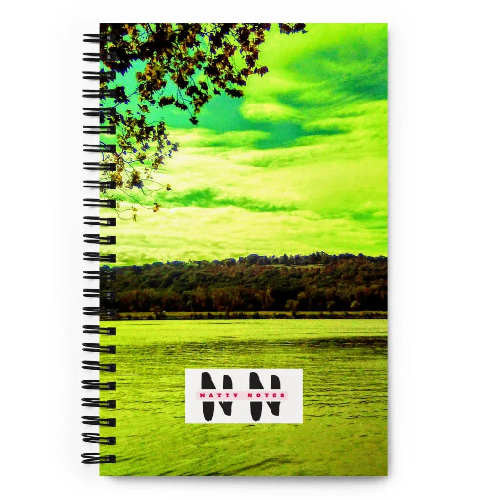 Natty Notes Green Clouds River Morning Spiral Notebook