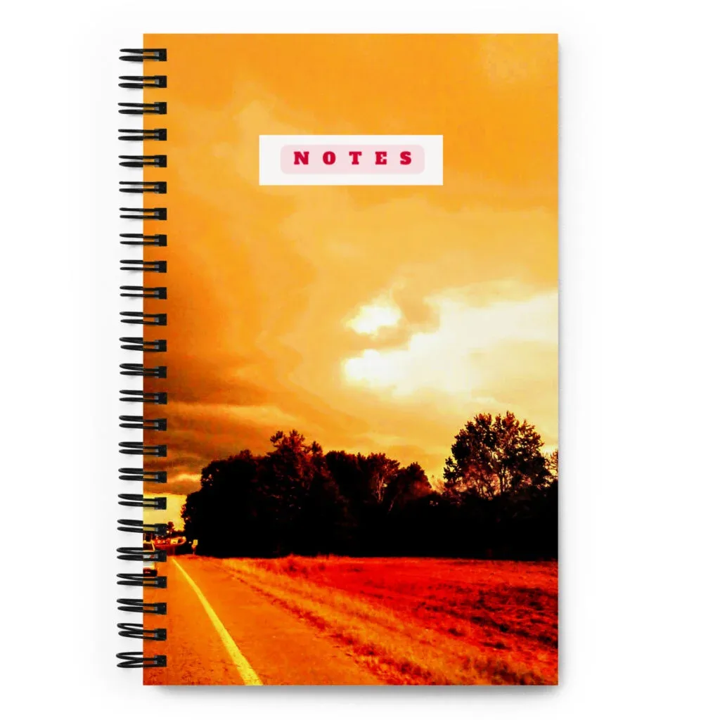 Natty Notes Golden Skies Stormy Drive Sunset Spiral Notebook