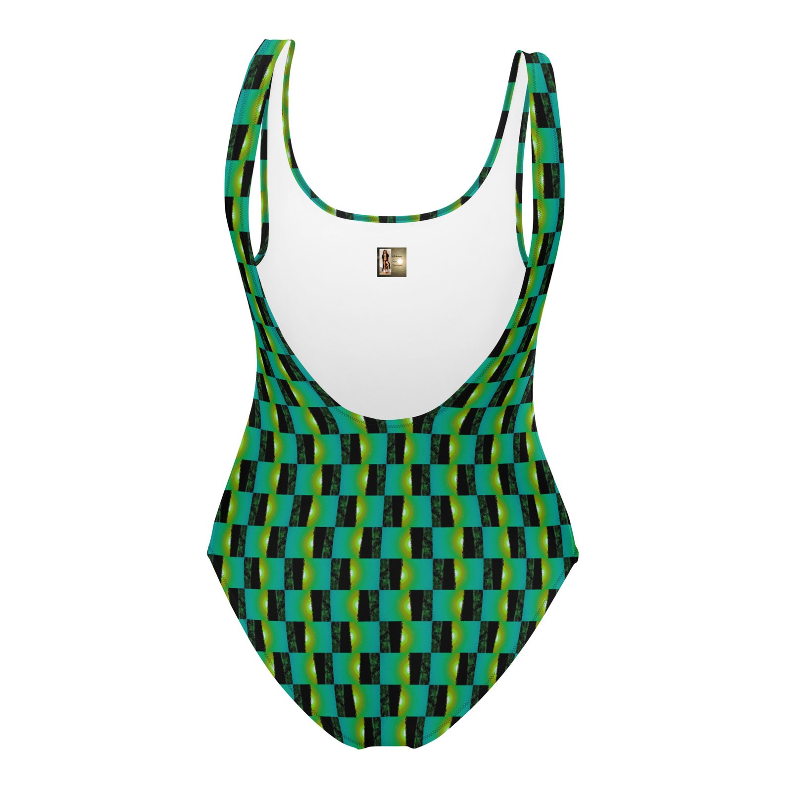 Designer Swimsuit Lime -Green Medley Skies Mirrored - Image 4