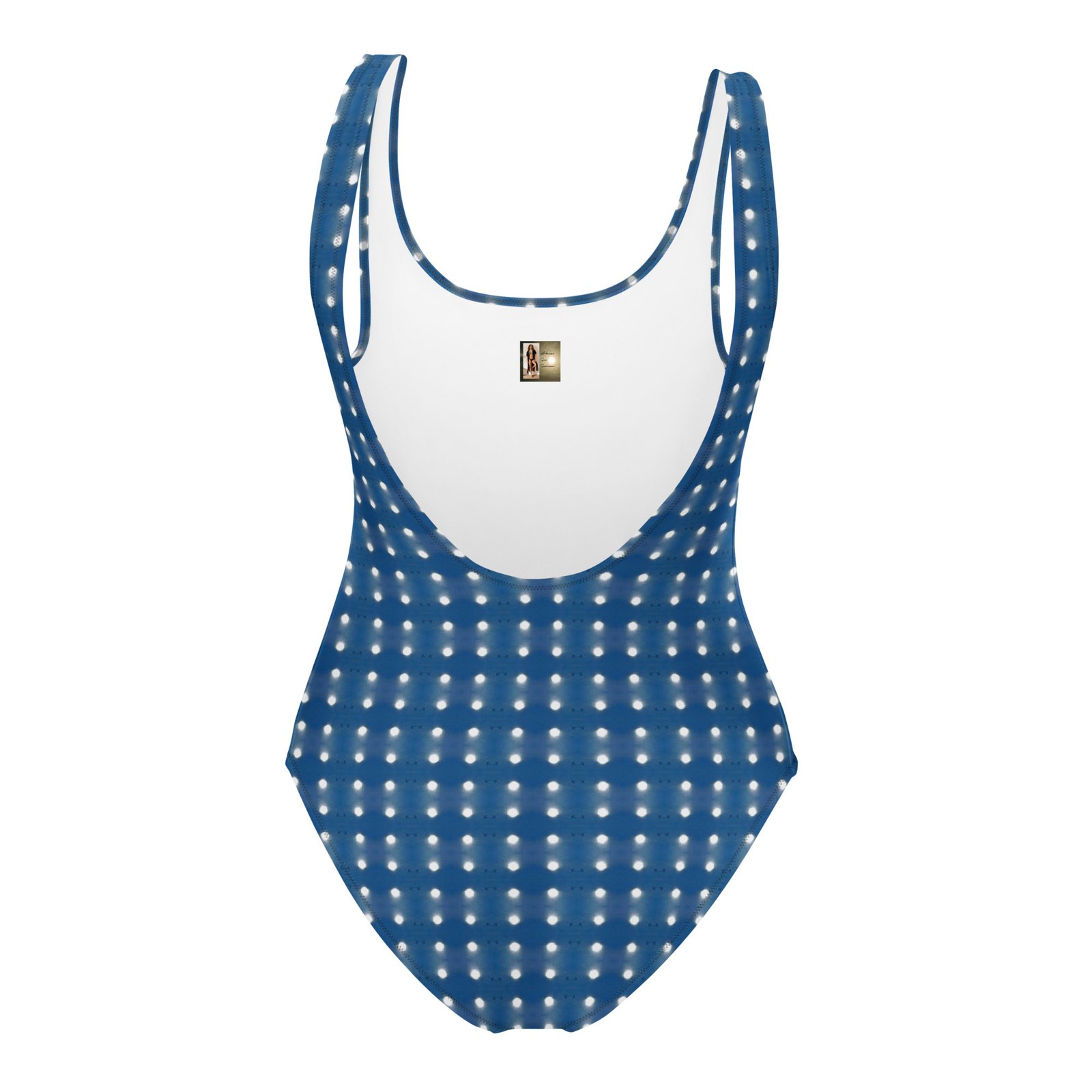 Designer Swimsuit Blue Skies White Sunspot Mini -Pattern - Image 5