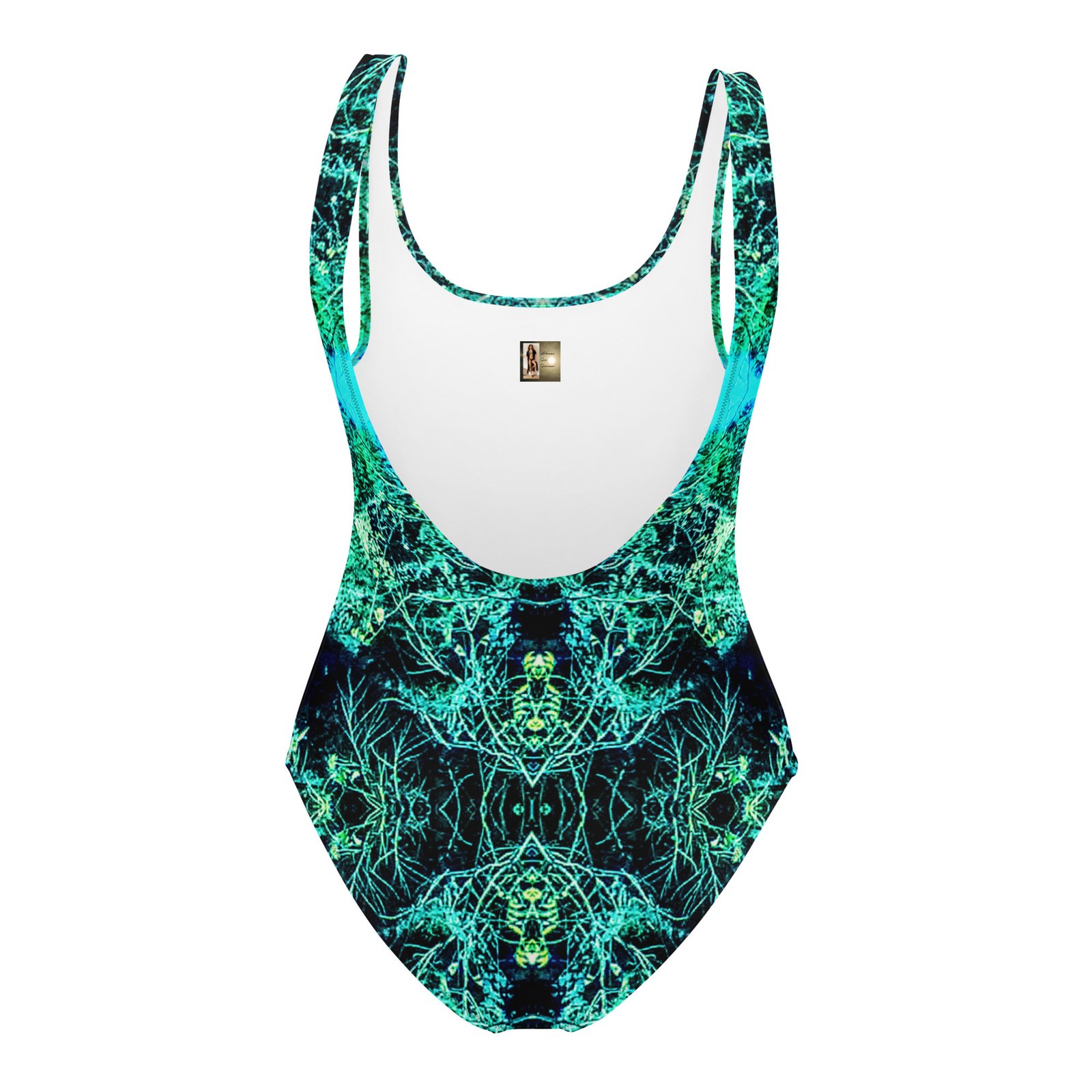 Designer Swimsuit Teal Mountain Faces Ancient Rock - Image 4