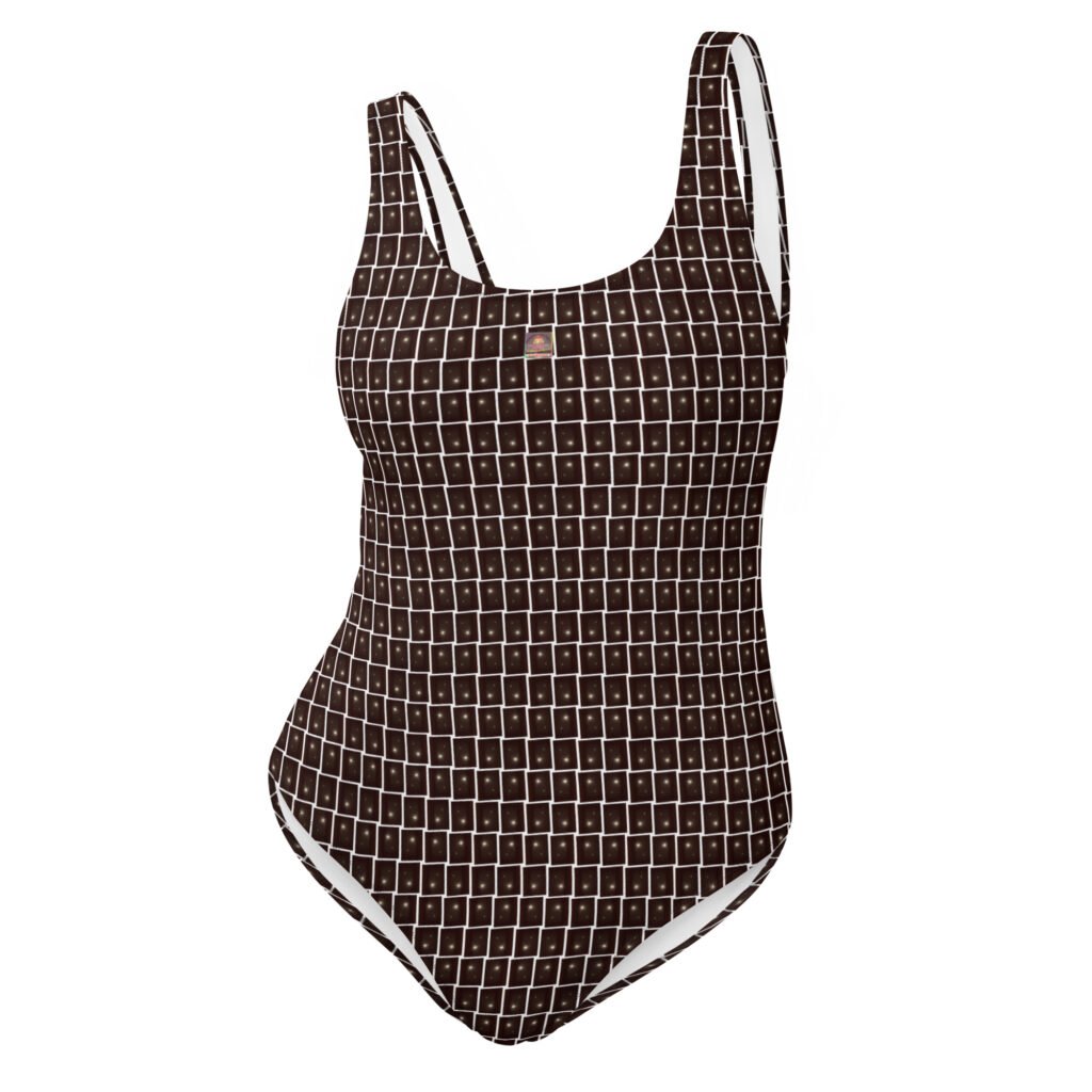 Designer One-Piece Black White Speck Swimsuit BSM2 Print