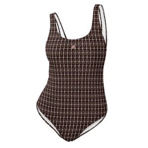 Designer One-Piece Black White Speck Swimsuit BSM2 Print