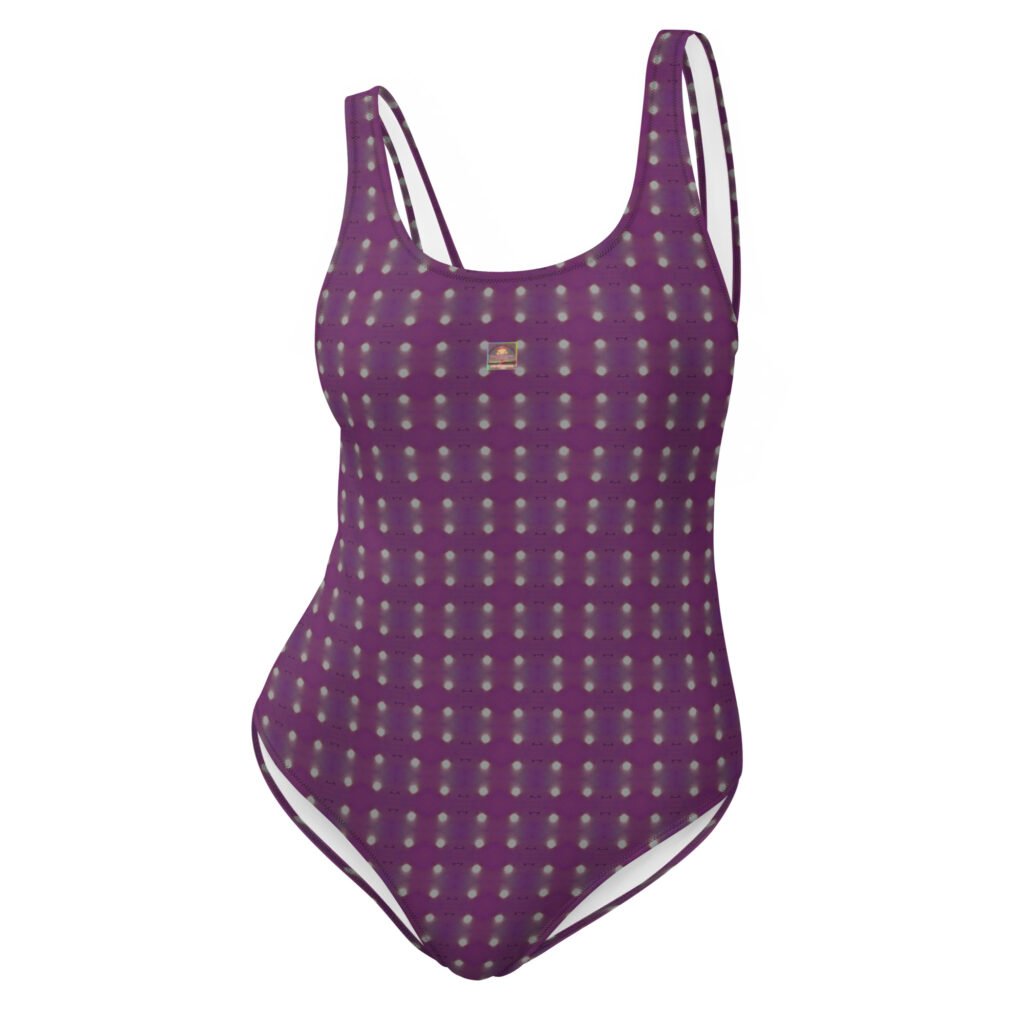 Designer Swimsuit Dark Purple Skies White Sunspot Pattern