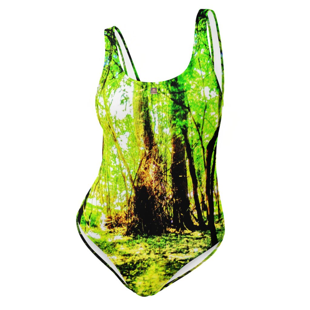Designer Swimsuit May Arkansas River Trails Lime -Green Trees