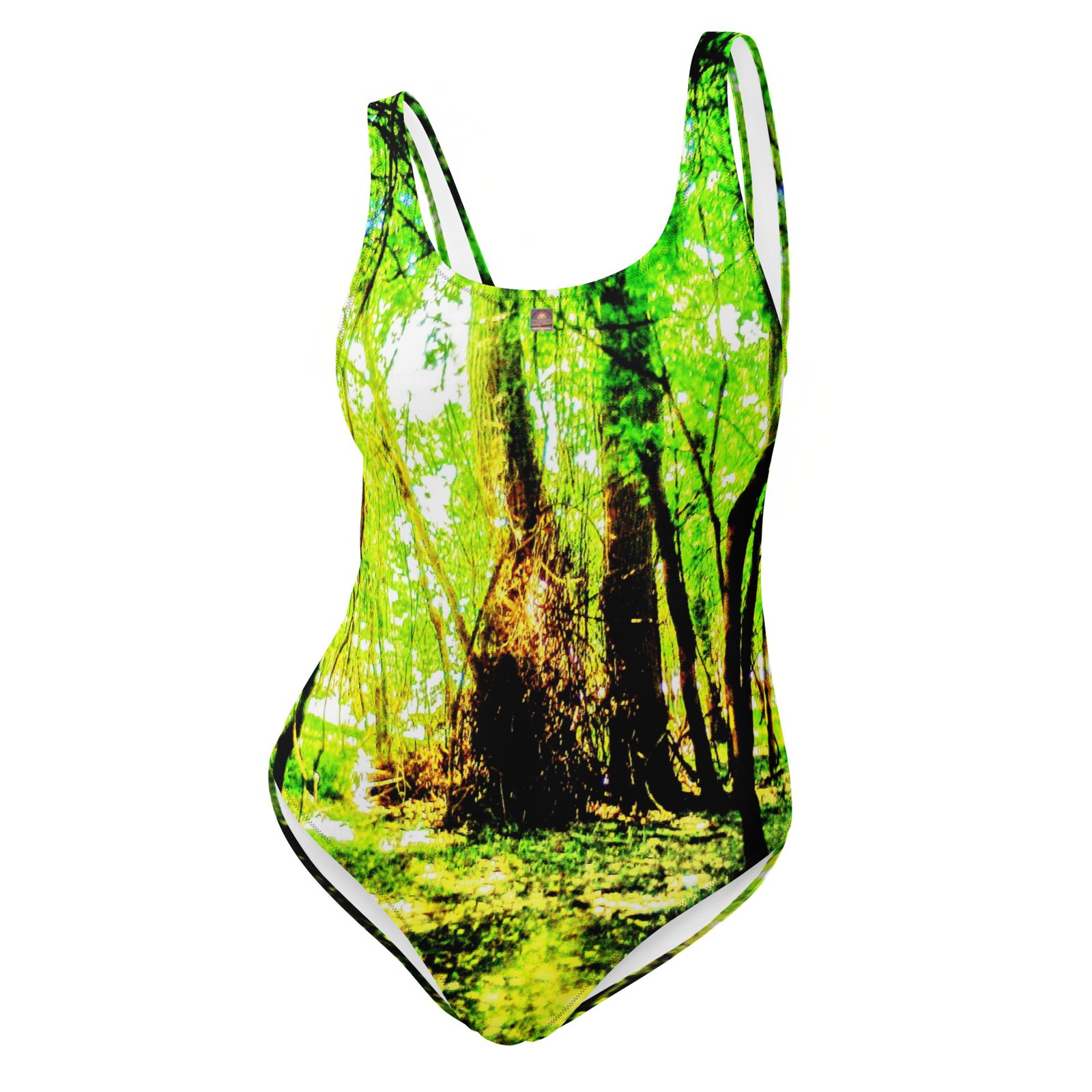 Designer Swimsuit May Arkansas River Trails Lime -Green Trees