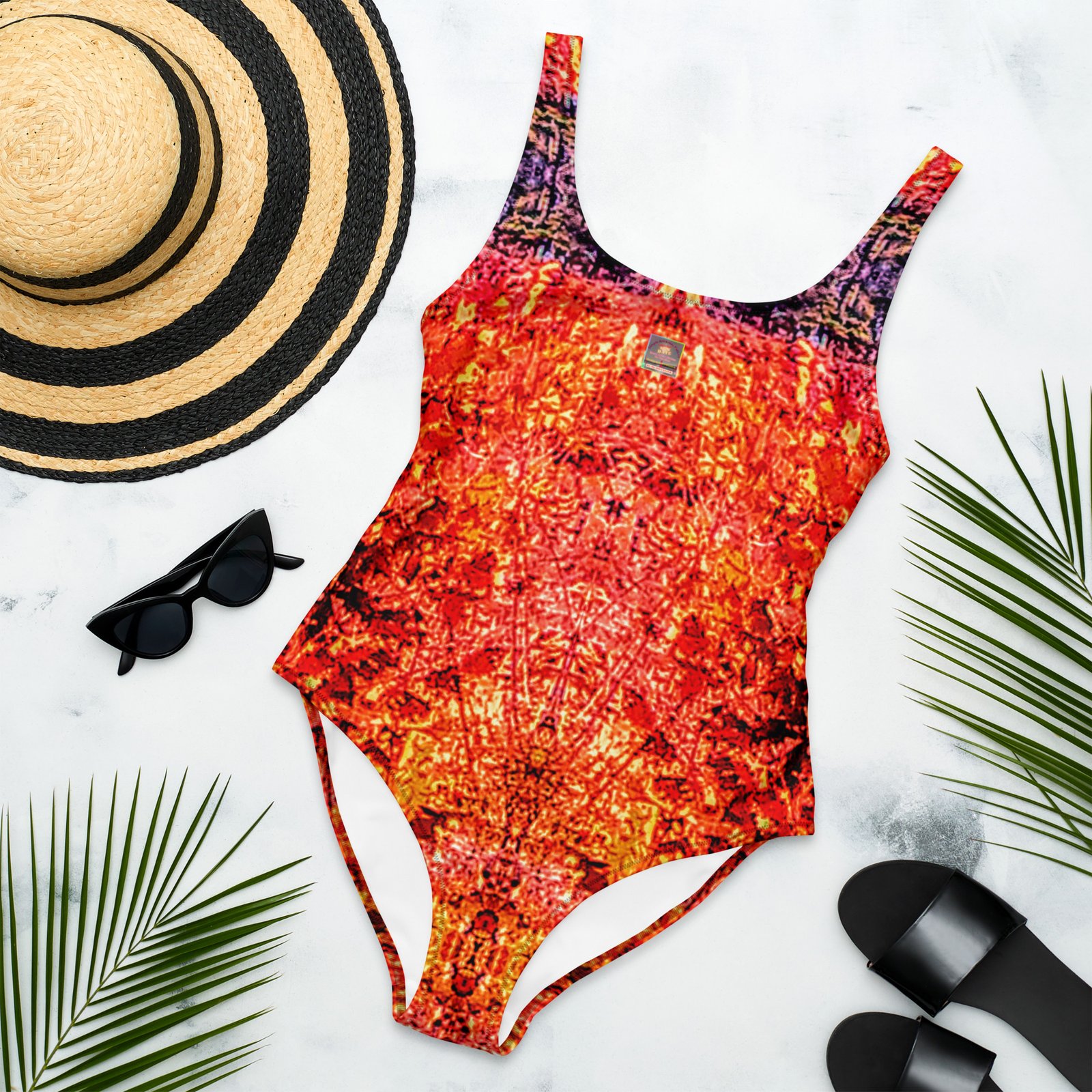 Designer One-Piece Swimsuit Pink Haze Mirrored - Image 6