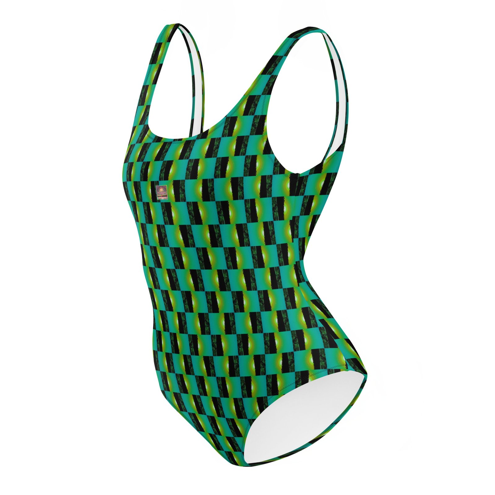 Designer Swimsuit Lime -Green Medley Skies Mirrored - Image 3
