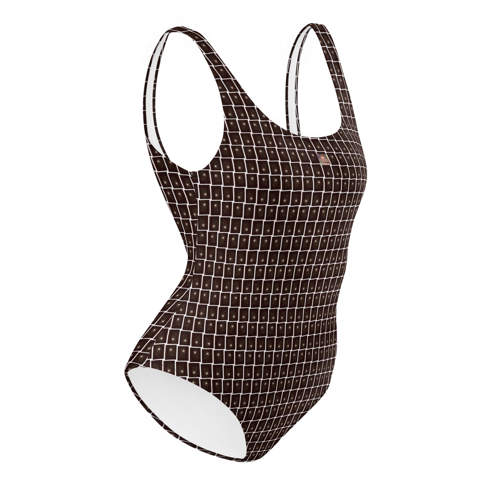 Designer One-Piece Black White Speck Swimsuit BSM2 Print - Image 2