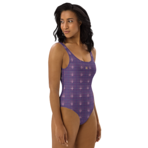 Designer Swimsuit Dark Purple Combo Skies Pattern 2