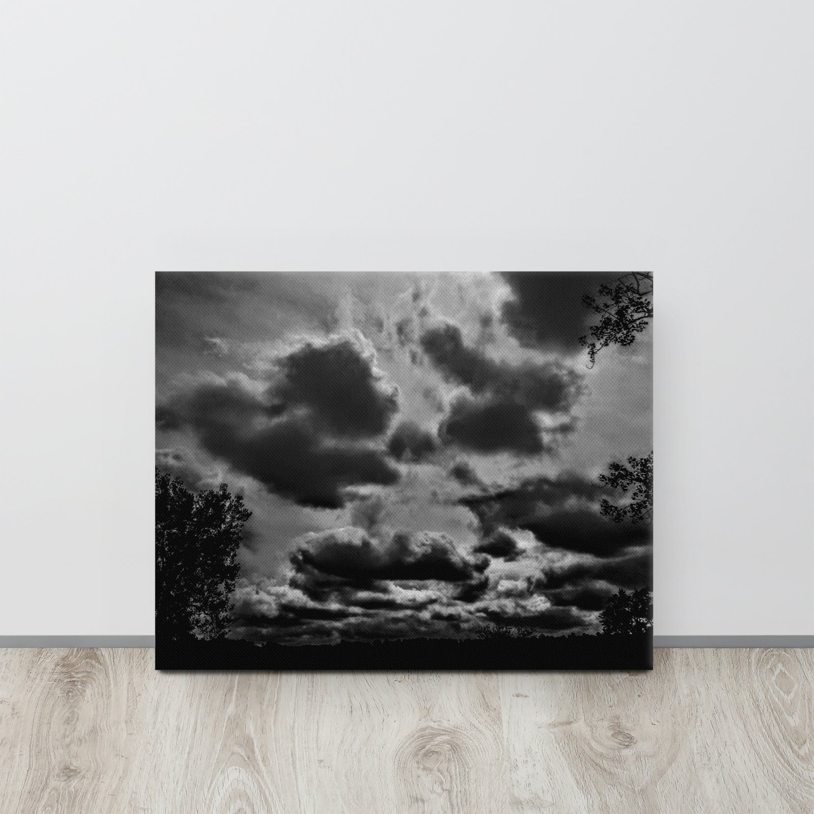 Black White Vista Poodle Play Clouds Canvas - Image 3