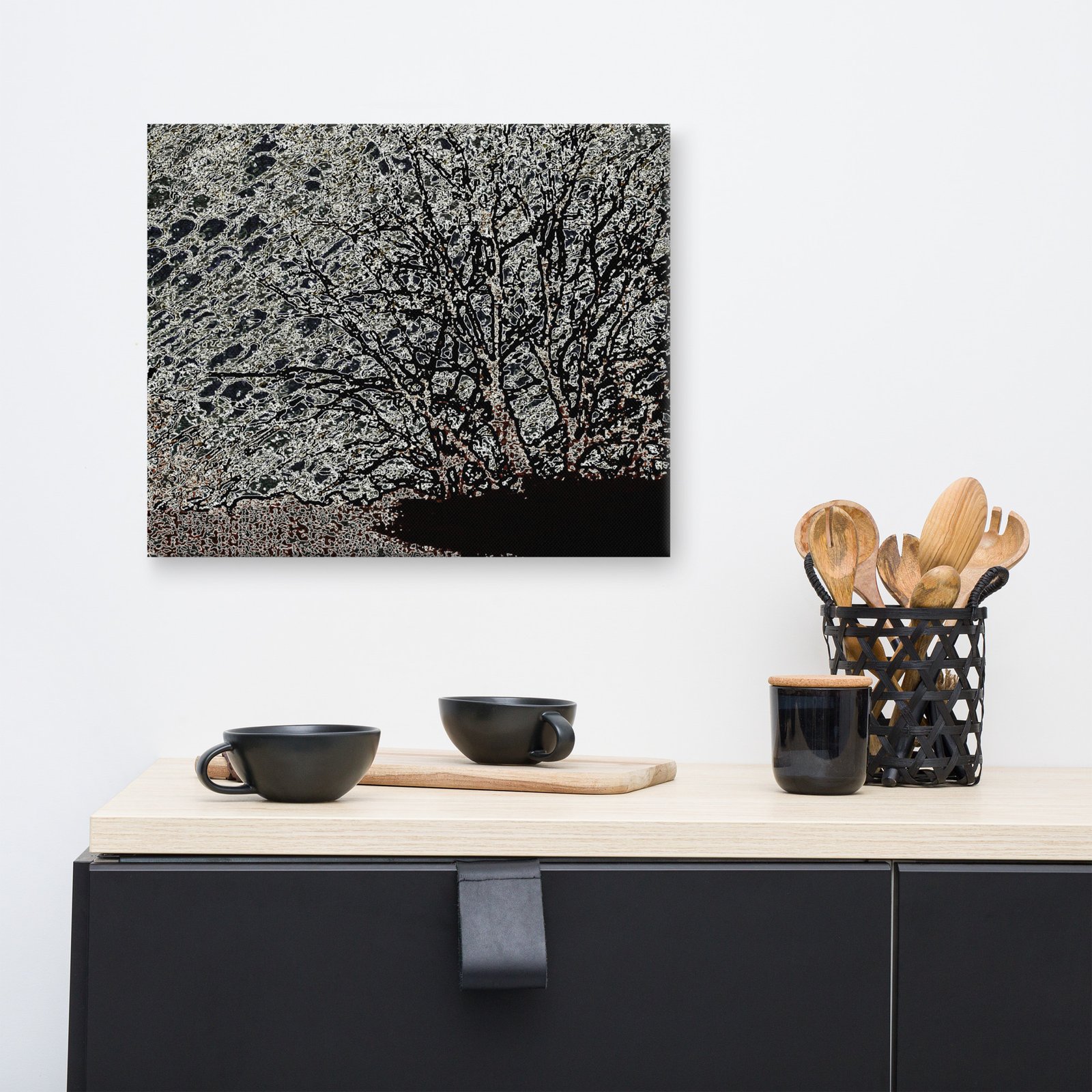 Arkansas Bush Black White Vista Xray Skies Canvas Wall Print - Image 3