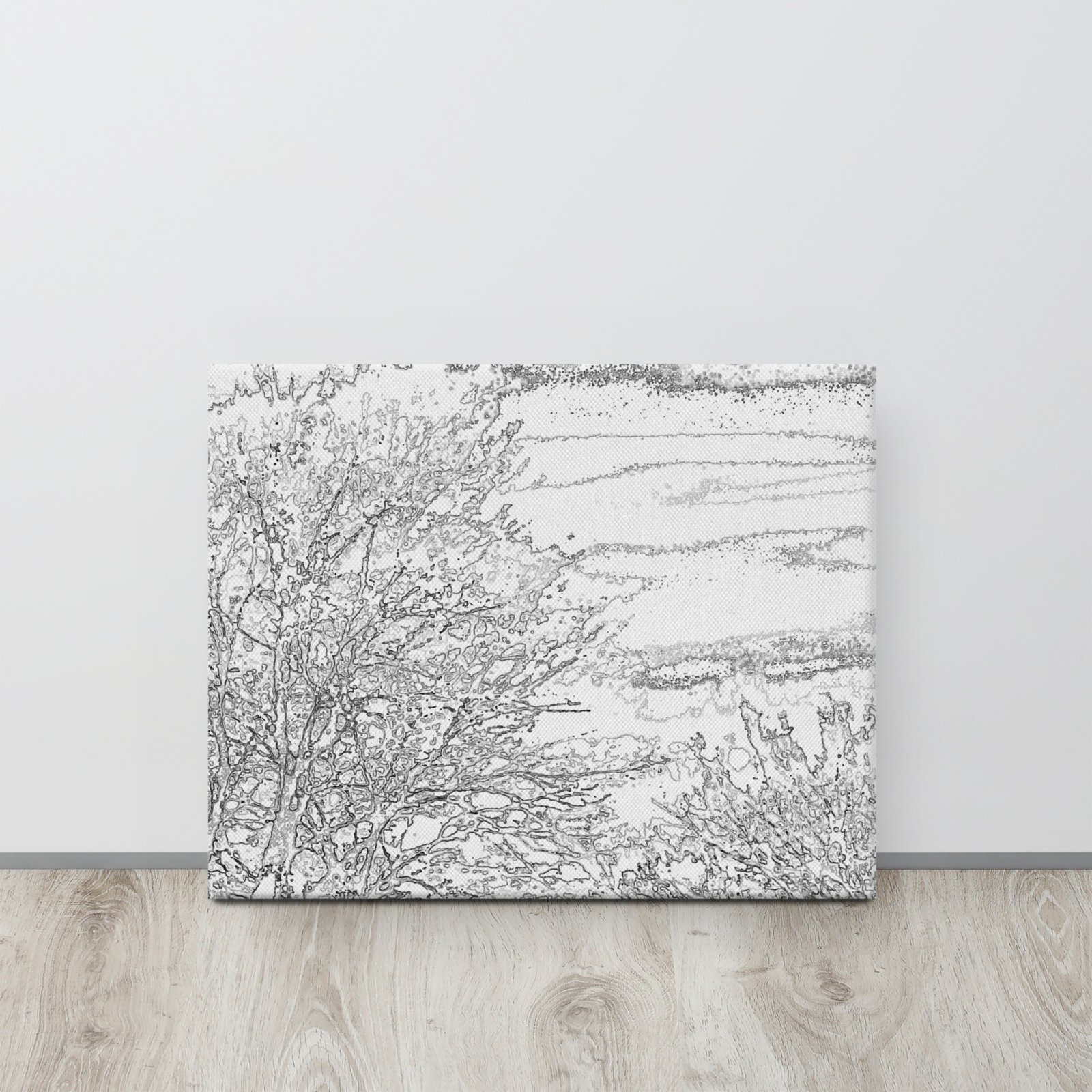 Arkansas Bush White Black Xray Skies Canvas Wall Print - Image 3