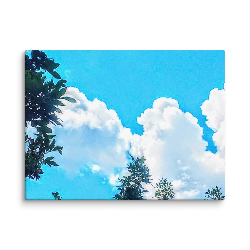 Turquoise Skies Pristine White Clouds Canvas