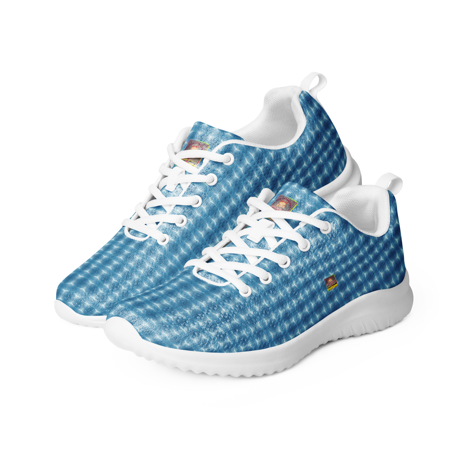 "Natty Kicks" Men’s Athletic Shoes Ocean Blue Mirror Print - Image 5