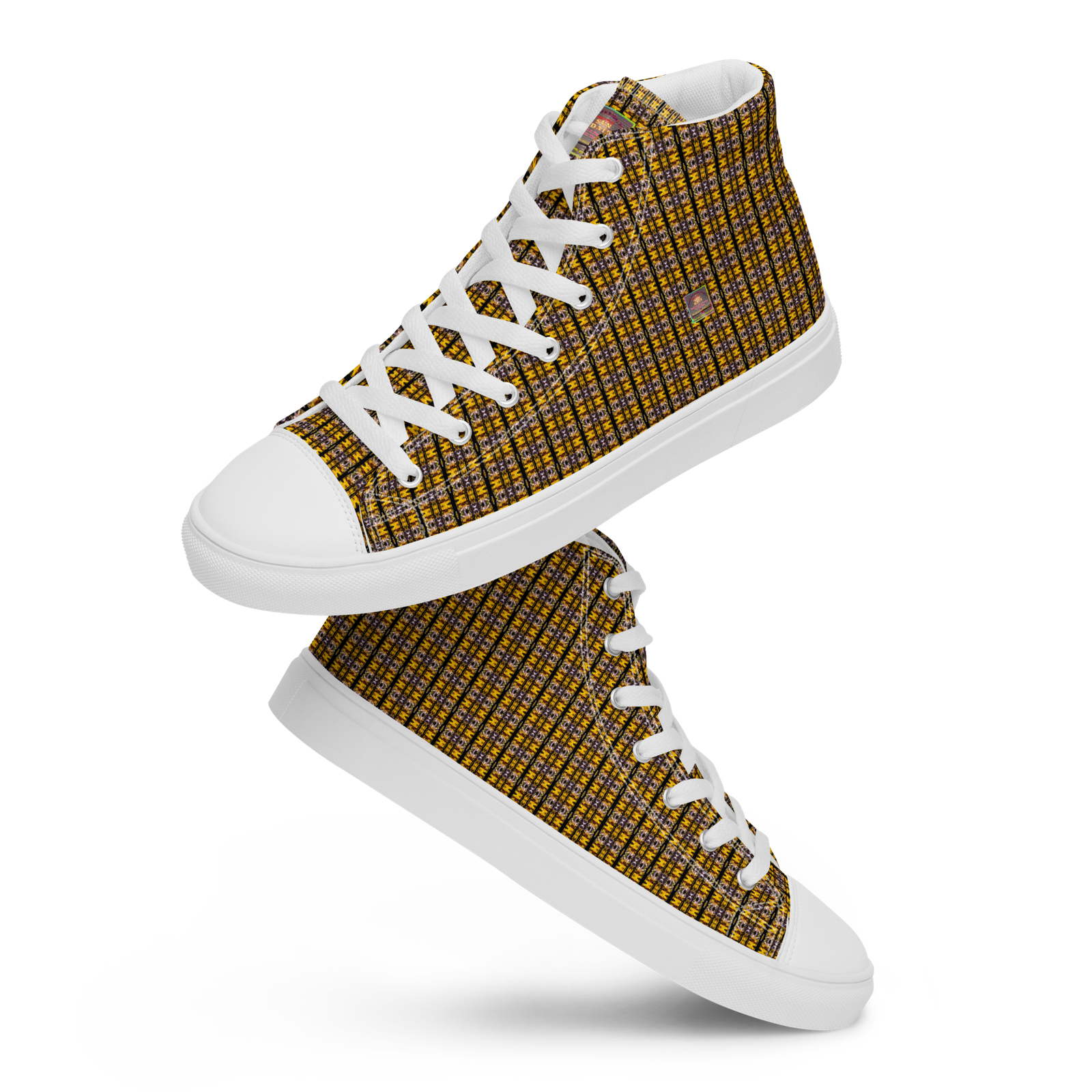 "Natty Kicks" Men’s High Top Canvas Shoes Gold Hanging Tree Limbs Pattern - Image 2