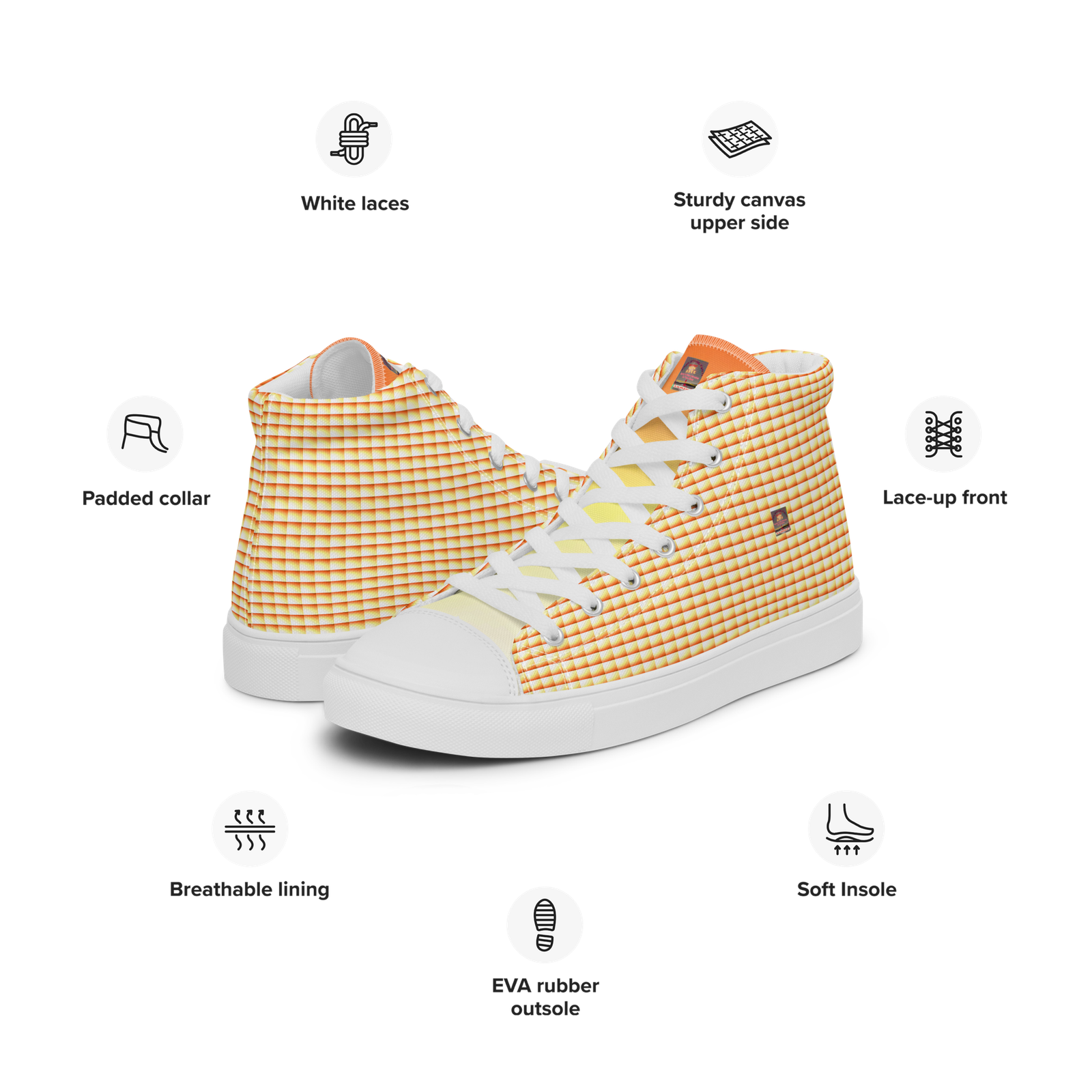 Natty Kicks Orange Yellow Hue Sunrays High Top Canvas Shoes - Image 4
