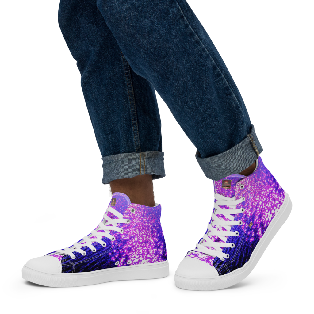 "Natty Kicks" Men’s High Top Canvas Shoes Purp Blue
