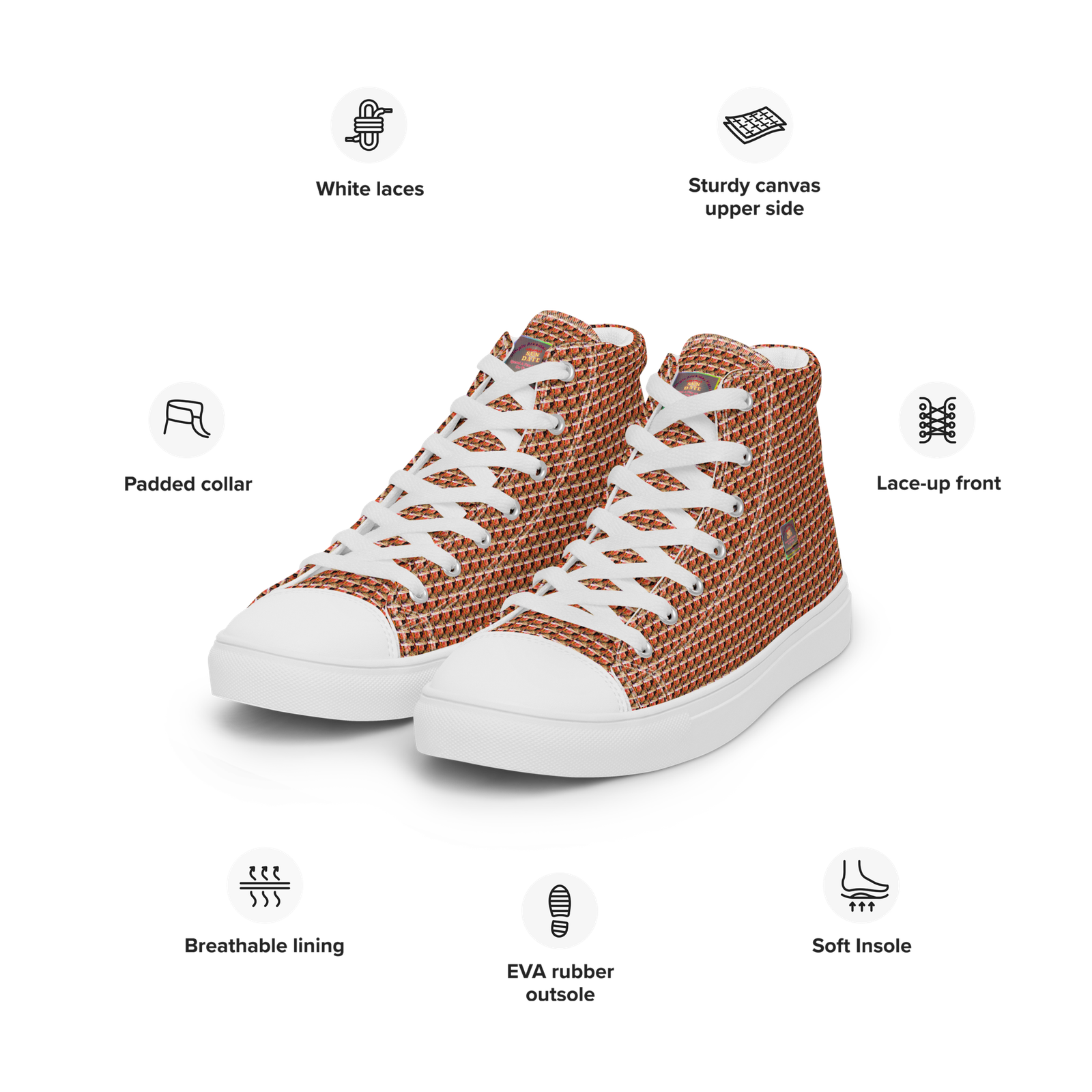 Natty Kicks" Maze Mini -Pattern Duck Men’s High Top Canvas Shoes - Image 5