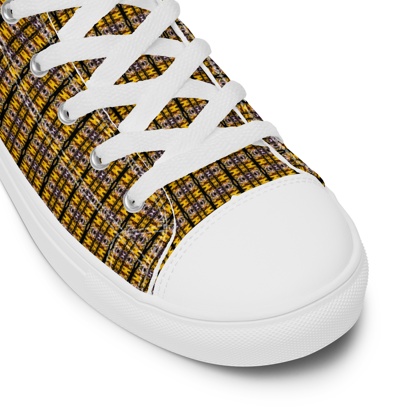 "Natty Kicks" Men’s High Top Canvas Shoes Gold Hanging Tree Limbs Pattern - Image 7