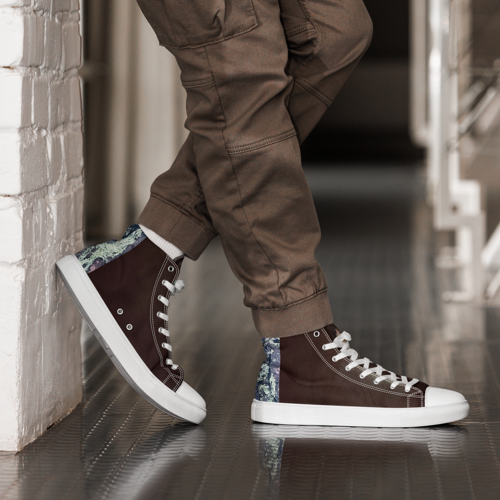 "Natty Kicks" Men’s High Top Canvas Shoes Black & Bark - Image 4
