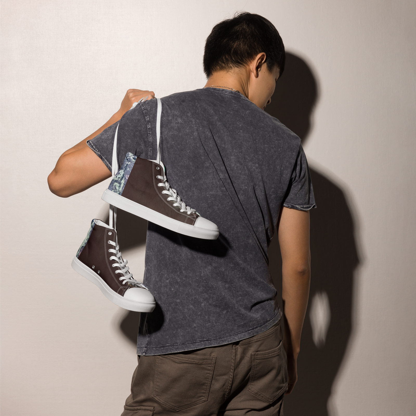 "Natty Kicks" Men’s High Top Canvas Shoes Black & Bark - Image 2
