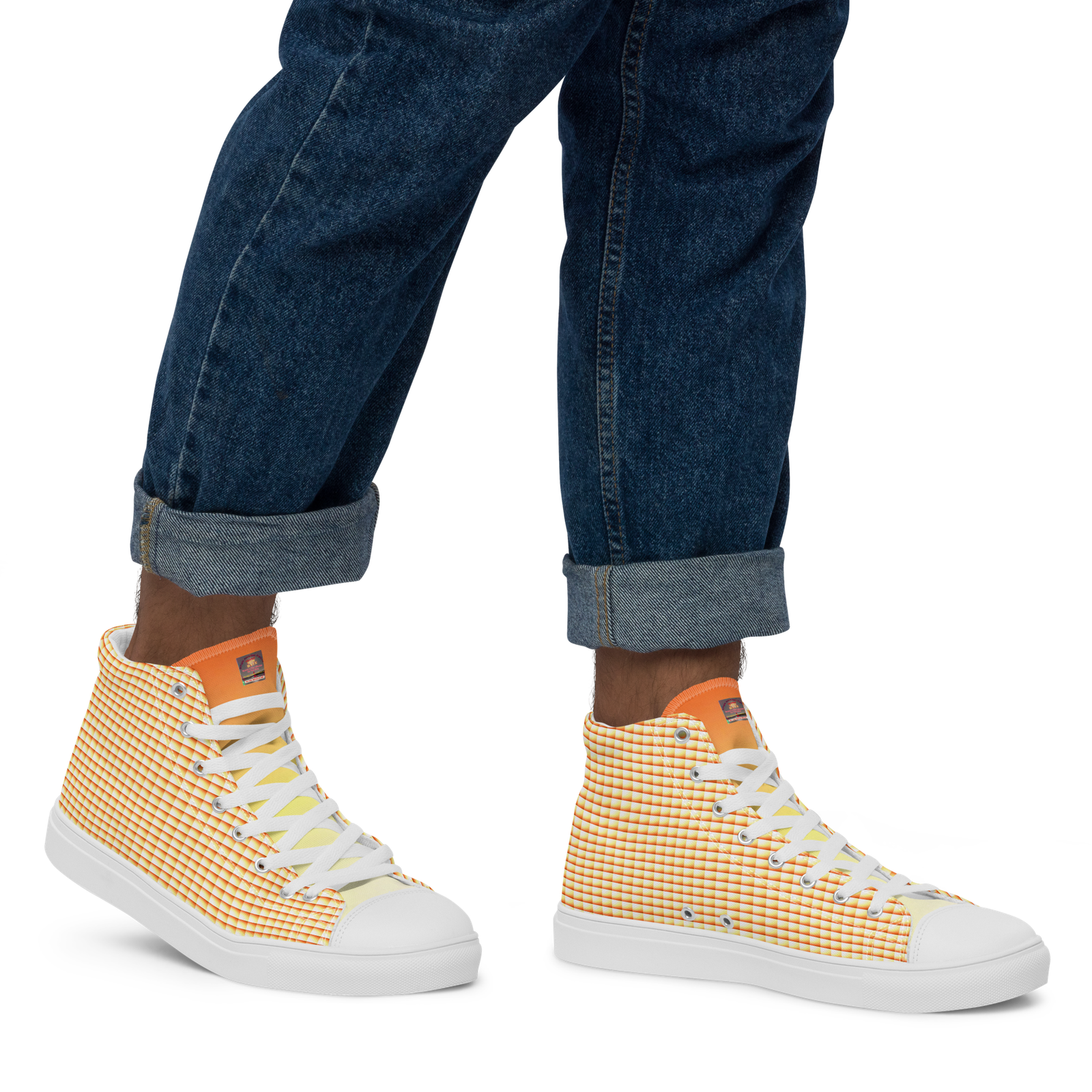 Natty Kicks Orange Yellow Hue Sunrays High Top Canvas Shoes - Image 3