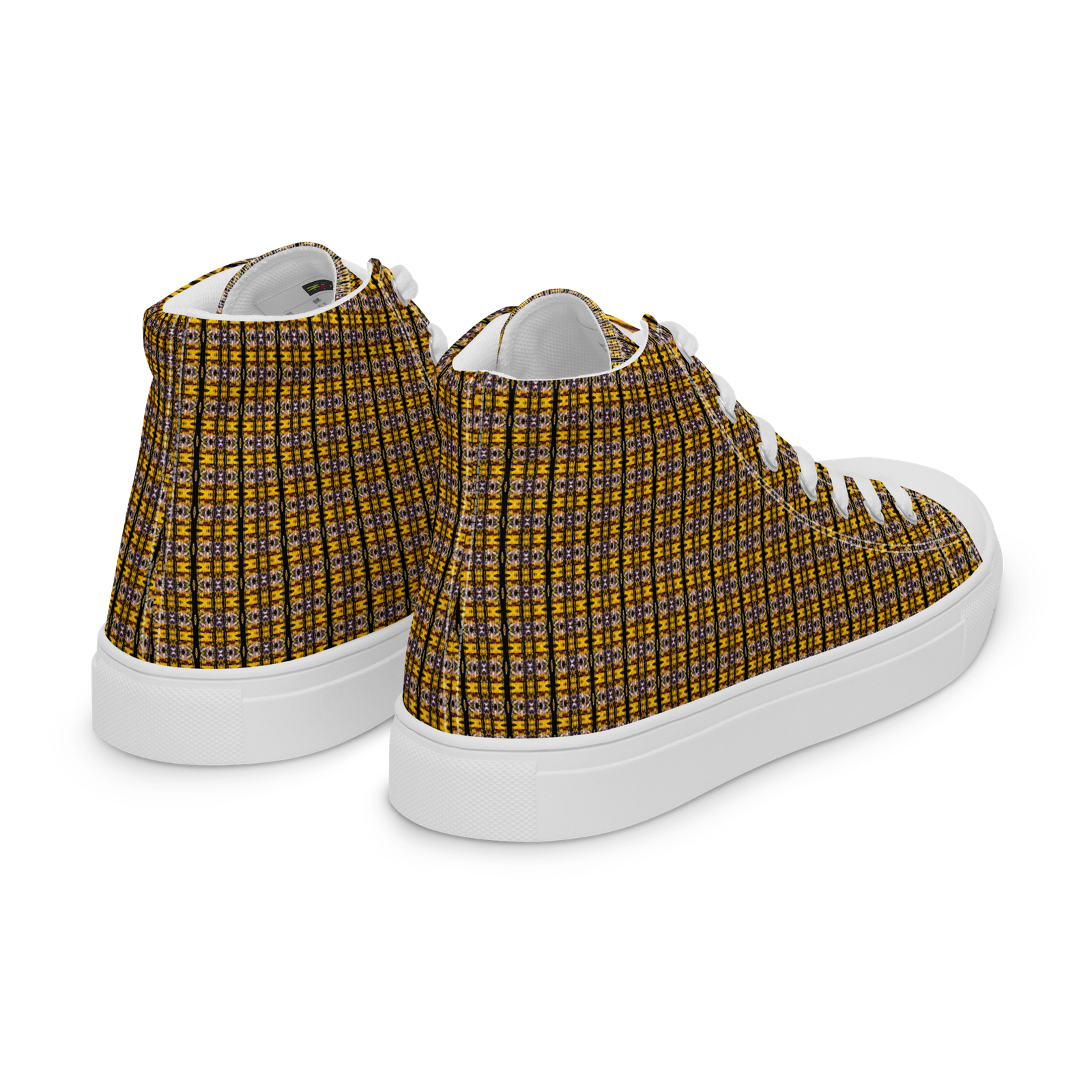 "Natty Kicks" Men’s High Top Canvas Shoes Gold Hanging Tree Limbs Pattern - Image 5