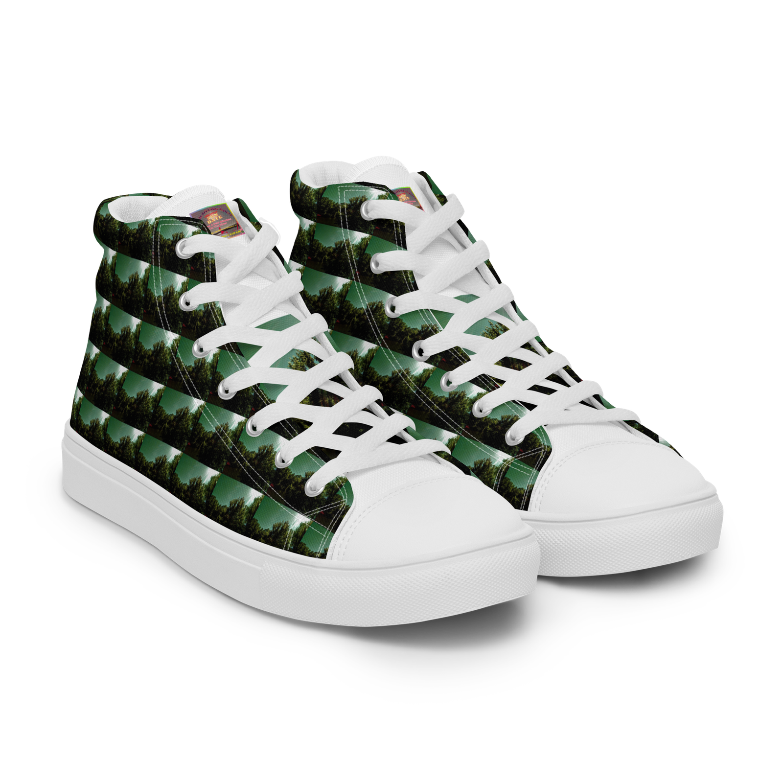 "Natty Kicks" Men’s High Top Canvas Shoes Tree Sunshine Inspirational Print 2 - Image 4