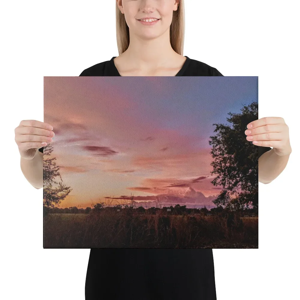 Beautiful Arkansas Sunset 21 Satin Pink Aleutian Blue Skies Print - Image 2