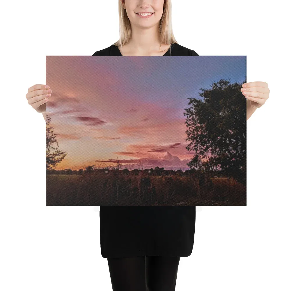 Beautiful Arkansas Sunset 21 Satin Pink Aleutian Blue Skies Print - Image 3