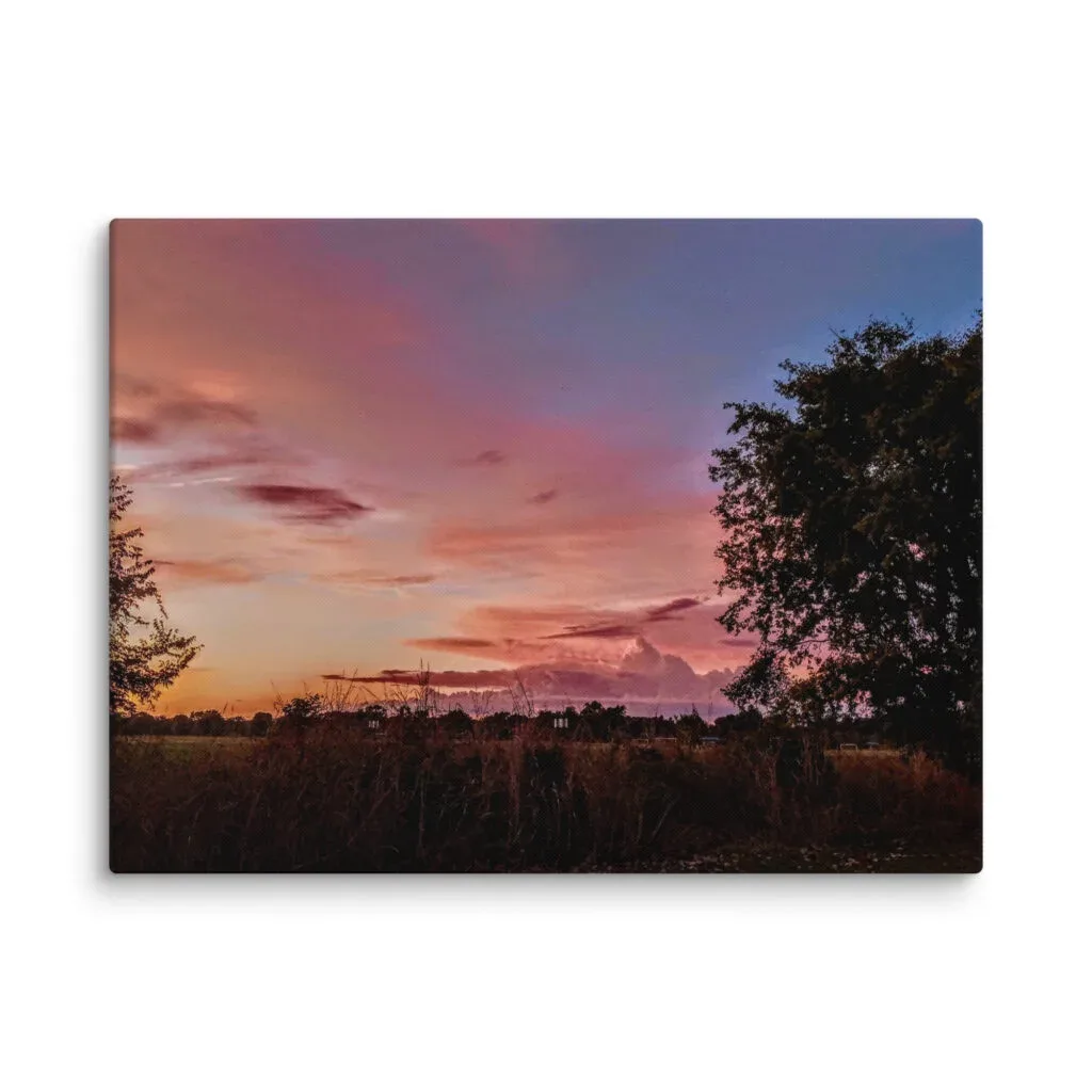 Beautiful Arkansas Sunset 21 Satin Pink Aleutian Blue Skies Print