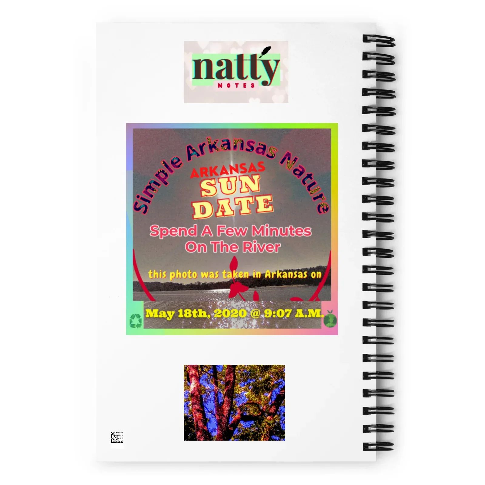 "Natty Notes" Mirrored Blue Skies Green Bushes Print - Image 2