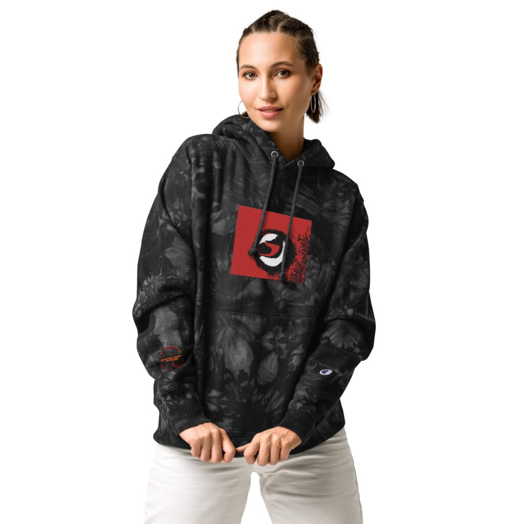 Natty Apparel Unisex Champion Tie-dye Hoodie Black/Red